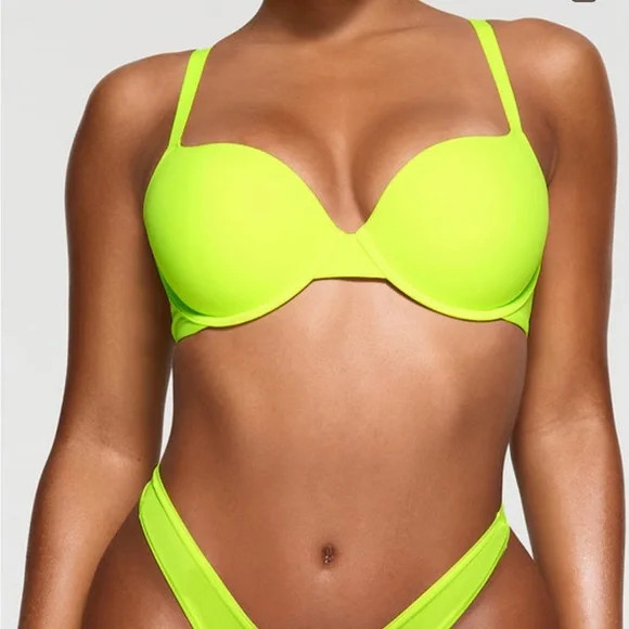 NWT SKIMS Fits Everybody Demi Push Up Bra in Green Highlighter - Picture 1 of 8